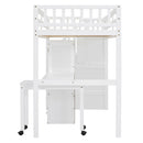 Loft Bed With Stairs, Bookshelf, Drawers, Desk & Wardrobe, Space Saving Multifunctional Furniture