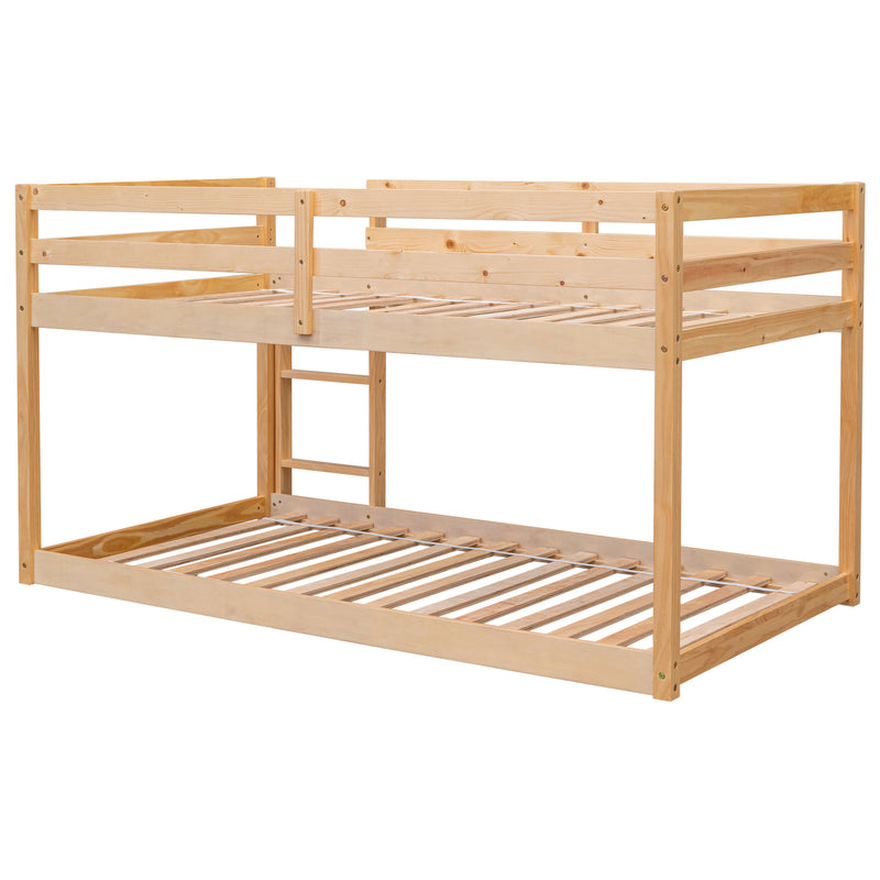 Twin over Twin Floor Bunk Bed,Natural(New SKU:W504P148543)