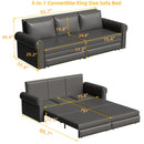 3 In 1 Convertible Sleeper Sofa With Nailhead Trim & Rolled Arm