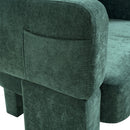 Modern 3 Leg Chenille Accent Chair With Ergonomic Arms & Removable Pillow