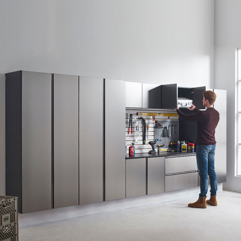 Nova Series - Wood Base Door Wall Mounted Garage Cabinet Soft Closing Water Resistant - Dark Gray