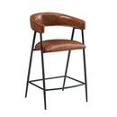 Counter Stools (Set of 2), Upholstered Counter Stools With Iron Frame, Backrest, Footrest, Arm Counter Stools For Home Bar, Kitchen Counter - Brown