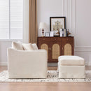 Accent Chair Wide With 2 Bolster Pillows, And Matching Ottoman