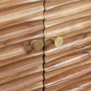 Boho Handcrafted 3 Door Sideboard, Carved Texture & Artisanal Charm - Natural