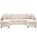 Sectional Sofa Bed With Pull Out Sleeper, USB Ports, Cup Holders