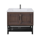 Modern Freestanding Bathroom Vanity With Ceramic Sink, Hot And Cold Faucet, Storage Cabinet & Open Shelf