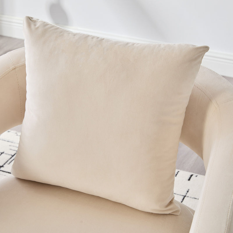 Open Back Accent Chair, Round Armchair For Living Room, Bedroom - Beige