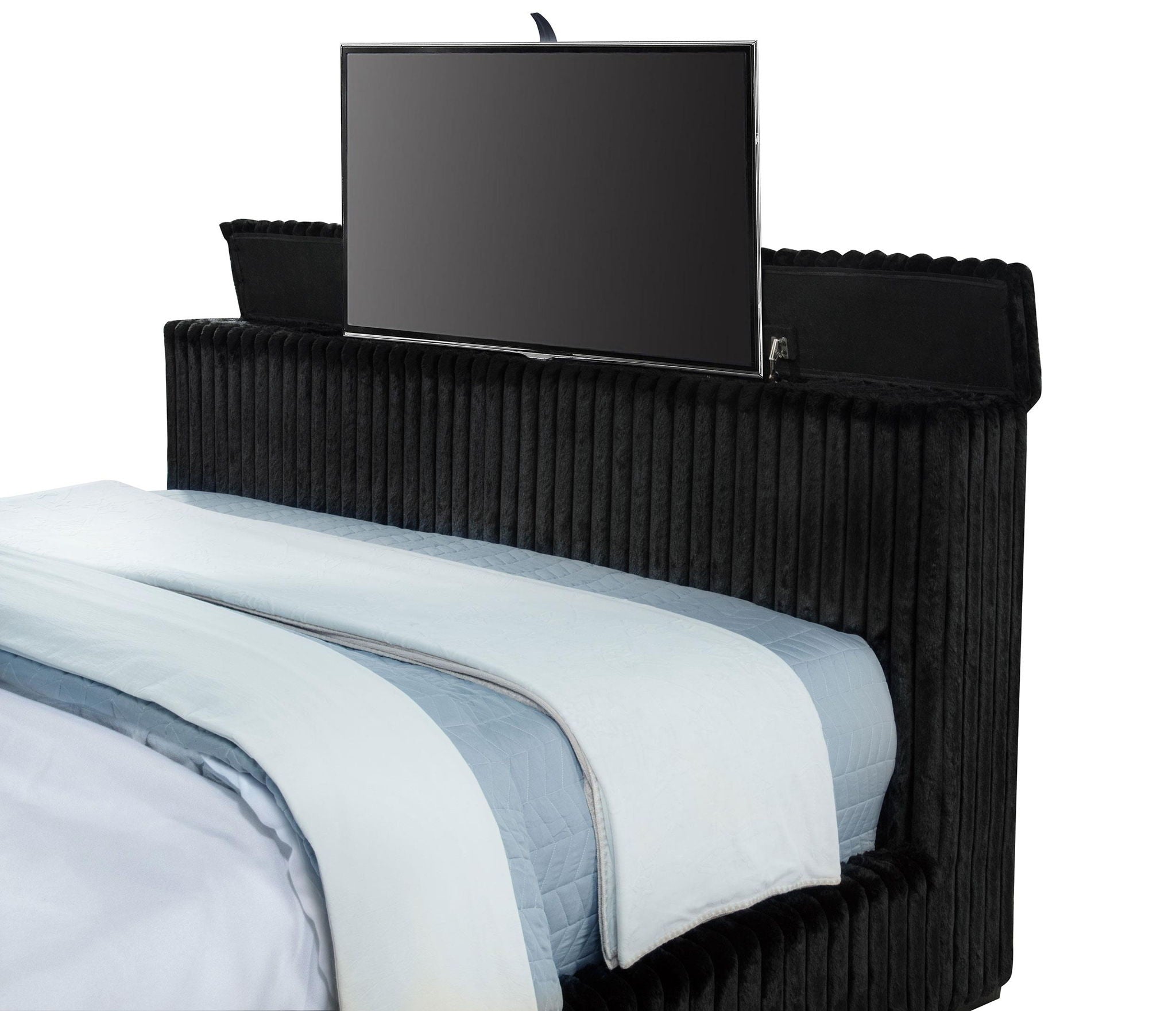 Centergrove Upholstered California King Wingback TV Bed Black