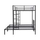 Full over Twin&Twin Size Bunk Bed with Built-in Shelf, Black