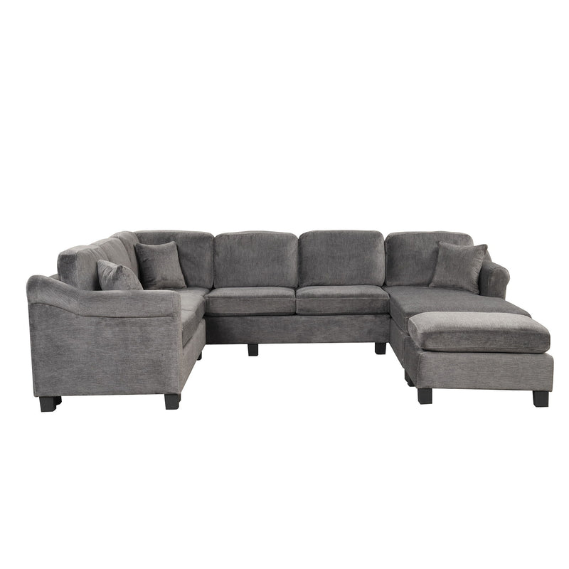 4 Pieces Sectional Sofa With Ottoman With Right Side Chaise