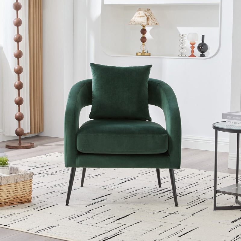 Open Back Accent Chair, Round Sofa Leisure Lounge - Green