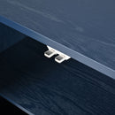 Elegant Sideboard With Sophisticated Wavy Pattern Doors And Arched Groove Design, Adjustable 4 Door Layout