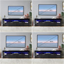 FashionTVstandTVcabinet,EntertainmentCenter,TVstationTV console,media console,with LEDlight belt,light belt remote control,toughenedglassshelf,metal handle,Canbeplaced in the living room,bedroom,black