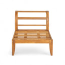 6 Piece Patio Sofa Set, Acacia Wood Outdoor Modular Sectional Garden Furniture Set L Shaped Conversation Set, Convertible Daybed With Tea Table, Ottoman, 5 Cushions And Pillows - Teak / Beige