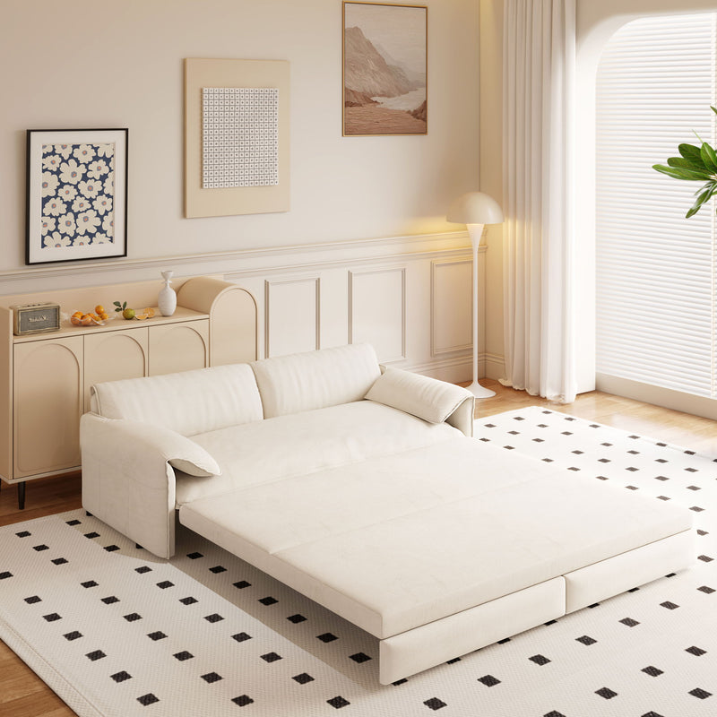 Pull Out 3 In 1 Convertible Sleeper Sofa With Side Storage, Multi Functional