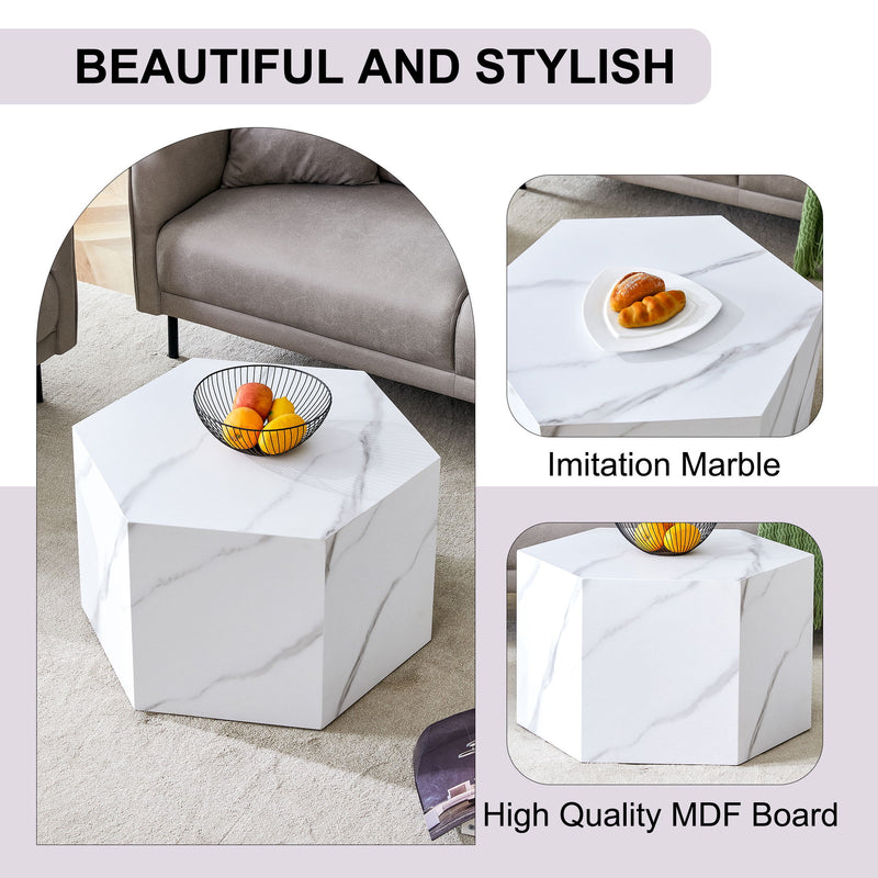 Modern Coffee Table With Complex Texture Patterns, Stylish And Durable Design - White