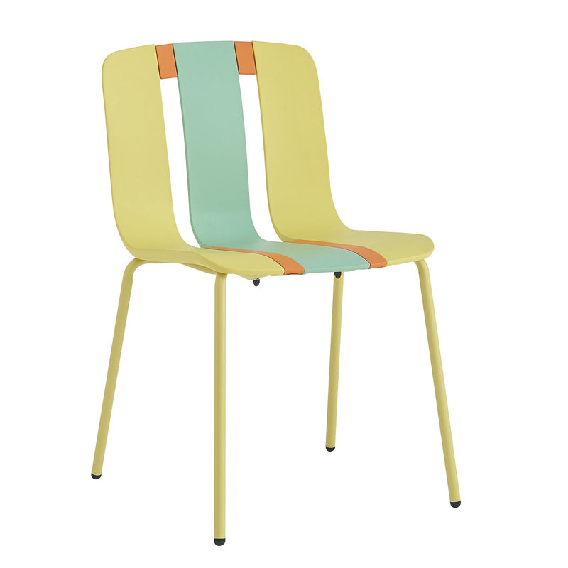 4 Piece Set Of Modern Striped Single Chairs With Folding Square Table
