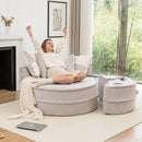 Modern Oversized Round Barrel Accent Chair With Ottoman