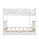 Full-Over-Full Bunk Bed with Ladders and Two Storage Drawers (White)(OLD SKU:LT000365AAK)