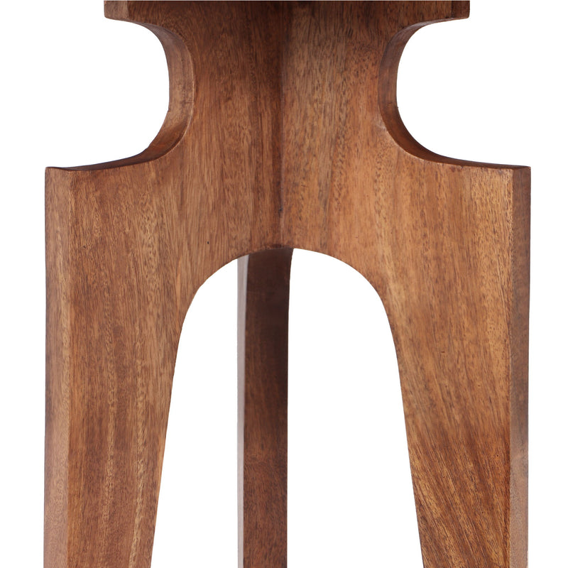 Midcentury Mango Wood Round End Table With 3 Legs - Honey