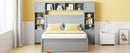 Full Size Wooden Bed With All-in-One Cabinet, Shelf and Sockets, Gray