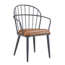 Industrial Inspired Upholstered Dining Chair Set With Metal Legs (Set of 2) - Brown