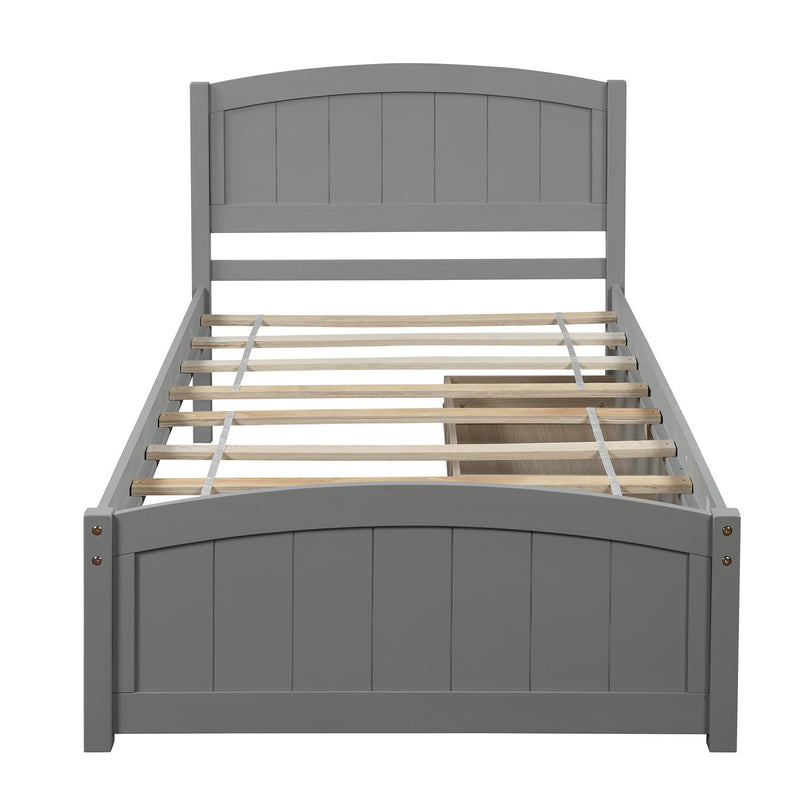 Twin size Platform Bed with Two Drawers, Gray