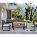 4 Piece Patio Furniture Set With Acacia Wood Table Top And Cushions