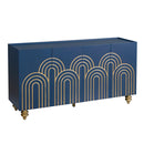 Modern Fluted Sideboard Buffet With Storage, Curve Element, 4 Doors With Adjustable Shelves