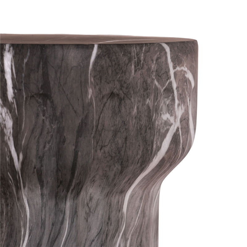 Round Geometric Outdoor End Table - Marble