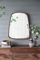 Irrgeular Mirror With Wood Frame, Wall Mirror For Living Room Bathroom Entryway - Brown