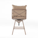 Industrial Outdoor Patio Plumber's Iron Frame Swivel Barstool With Cushions, Height Adjustable