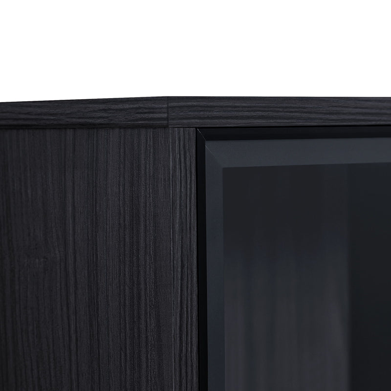 Modern Minimalist Style LED Curio Cabinet With Tempered Glass Door, Metal Legs