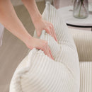 Modern Upholstered 4 Seater Corduroy Fabric Sofa With Arm And Throw Pillows