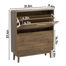 Freestanding Shoe Cabinet With 2 Flip Top Drawers For Entryway - Walnut