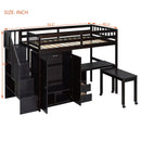 Loft Bed With Stairs, Bookshelf, Drawers, Desk & Wardrobe, Space Saving Multifunctional Furniture
