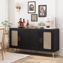 Vintage 4 Door Cabinet For Living Room - Black