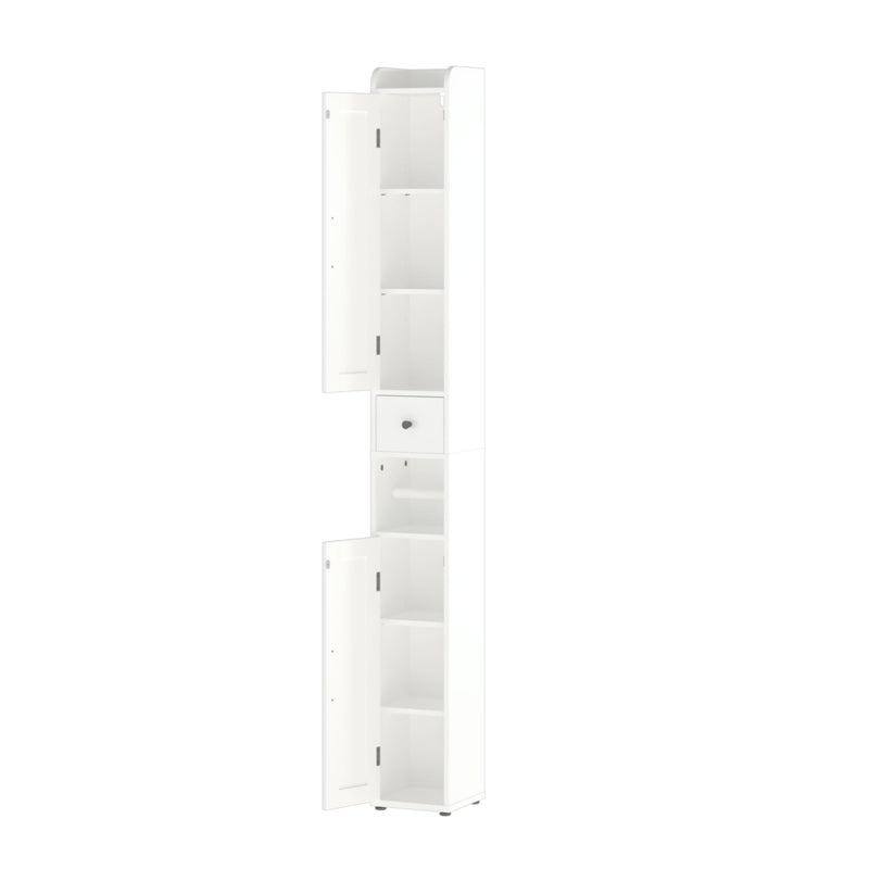 Slim Tall Bathroom Storage Cabinet With Adjustable Shelves, 2 Doors Freestanding Cabinet - White