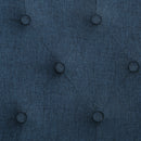 Hyatt - Suede Storage Ottoman With Tufted Top And Dark Wooden Legs - Navy Blue