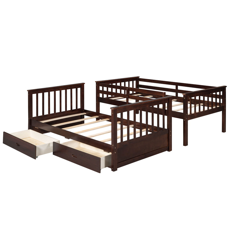 Bunk Bed With Ladders And 2 Storage Drawers