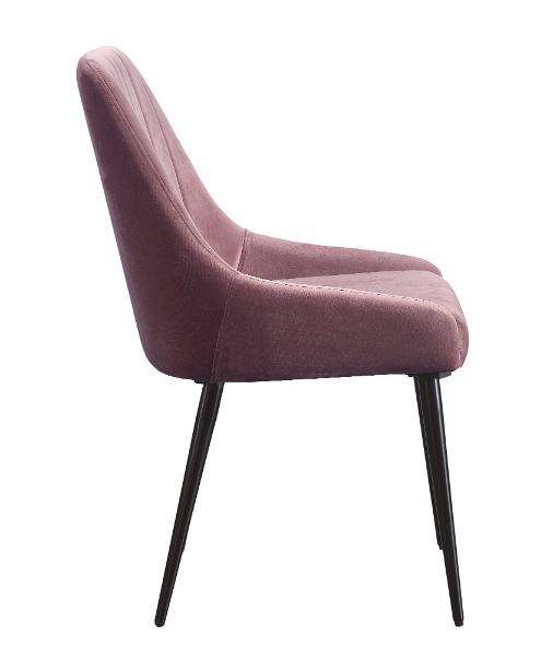 Caspian - Side Chair (Set of 2) - Pink Fabric & Black Finish - Atlantic Fine Furniture Inc