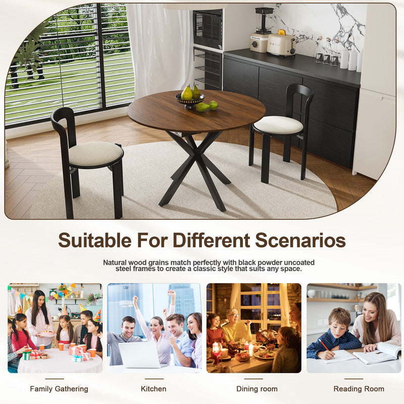 Retractable Dining Table, Round Extendable 6 Person Table - Walnut