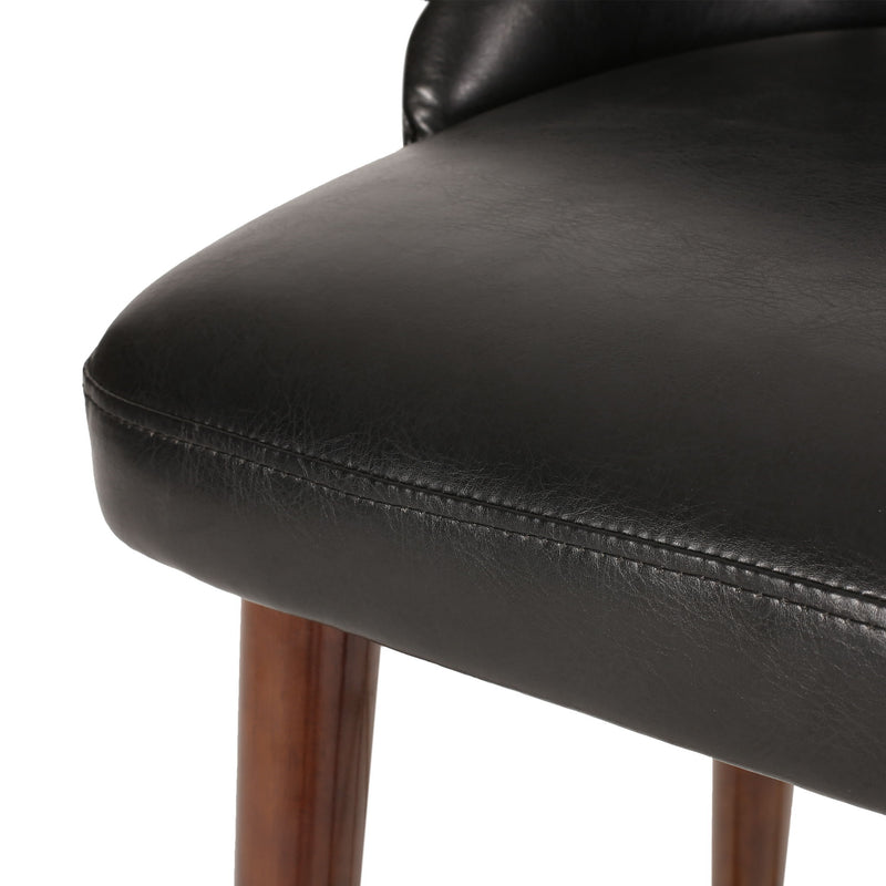 Contemporary Channel Stitch Counter Height Barstools (Set of 2) - Black / Espresso