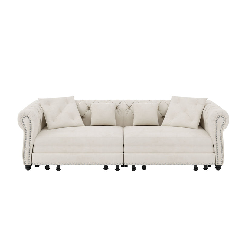 3 In 1 Pull Out Sofa Bed With Movable Ottoman