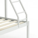 Full Over Twin & Twin Bunk Bed Metal Triple Bed With Nightstand and Guardrails. White, 96.9'' L x 76'' W x 69'' H