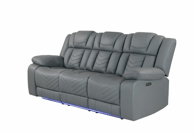 Raize - 10 Power Reclining Sofa With DDT, WC And LED - Gray