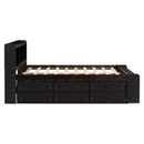 Full Bed with Bookcase Headboard, Under bed Storage Drawers and Bed End Storage Case,Espresso