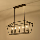 5 Light Farmhouse Kitchen Island Lighting, 5 Light Industrial Linear Chandelier For Dining Room Metal Hanging Pendant Light Fixture For Bedroom Living Room Hallway Conference Room - Matte Black