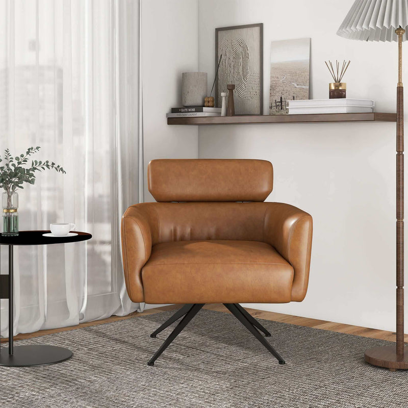 Camila - Leather Lounge Chair - Tan