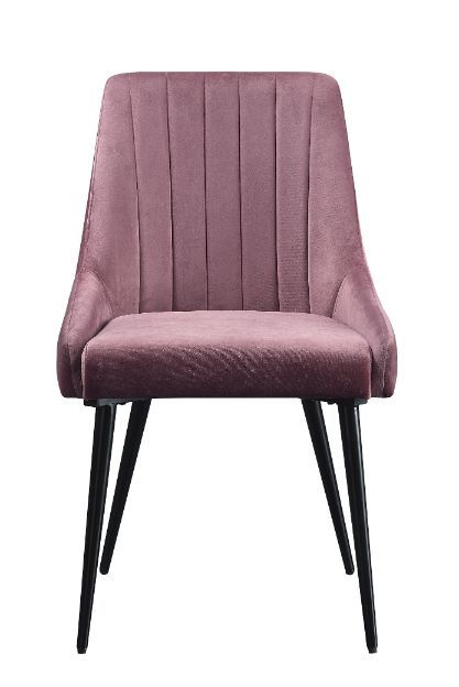 Caspian - Side Chair (Set of 2) - Pink Fabric & Black Finish - Atlantic Fine Furniture Inc